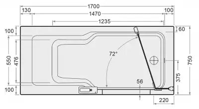 Artweger Twinline 2 Badewanne im Set mit Duschtür ungeteilt